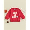 thumbnail image 2 of Bagilaanoe Toddler Baby Girl Boy Christmas Sweatshirt Long Sleeve Letter Snowflake Embroidery Pullover 6M 12M 18M 24M 3T 4T Kids Fall Loose Tee Tops, 2 of 9