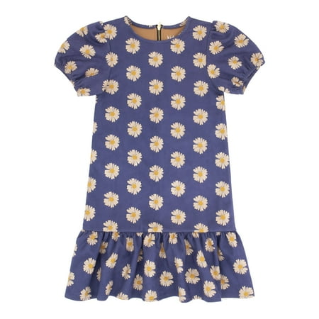 

KIDPIK Girls Short Sleeve Allover Daisy Printed Knit Dress Size: 2T - XXL (16)