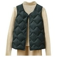 thumbnail image 5 of HAiming Womens Padded Vest Sleeveless Round Neck Snap Button Solid Color Quilted Coat Trendy Clothes, 5 of 6
