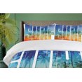 thumbnail image 4 of Ambesonne Summer Duvet Cover Sets, Surf Retro Letters Palms, 2-Queen, Navy Orange, 4 of 7