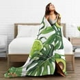 thumbnail image 5 of Kll Fleece Blanket Plush Throw Blanket Watercolor Green Tropical,Soft Fuzzy Cozy Flannel Blanket For Couch Sofa Bed.(80"X60"), 5 of 9