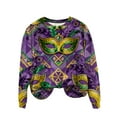 thumbnail image 5 of Gamivast Carnival Tops for Women Plus Size Long Sleeve Trendy Mask Graphic Blouses Funny Crewneck Drop Shoulder Tunic Sweatshirts Holiday Mardi Gras Shirt, 5 of 6
