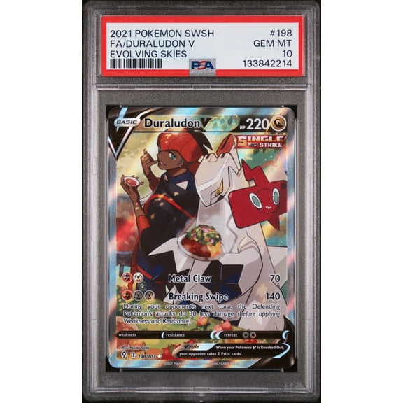 2021 Pokemon Sword and Shield Evolving Skies Duraludon V #198 PSA 10