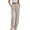 Khaki, variant on WTOBBY Women's Linen Casual High Waist Wide Leg Straight Cotton Button Trousers with Comfortable Fit for Fashionable Summer Outfits ,Beige L