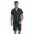 thumbnail image 5 of LANBAOSI Mens Pajamas Set Short Sleeve Button Down Shirts and Plaid PJ Shorts 2pc Soft Lounge Sleepwear Set(Green Plaid,L), 5 of 11