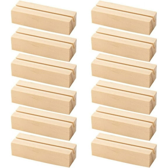 Wood Place Card Holders, Wooden Table Number Holders Photo Stands Picture Holder Sign Holders Business Cards Holder for Wedding Dinner Home Party Events Decoration 12pcs