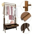 thumbnail image 5 of Vintage Bamboo Garment Rack 300lbs Retro Freestanding Closet Organizer Coat Rack Brown, 5 of 24