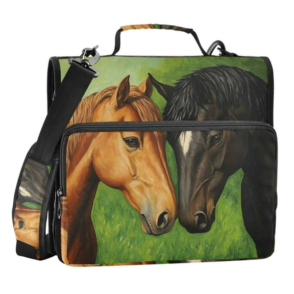 ALAZA Zipper Binder Bag Horses 3 Ring File Folder Binder Organizer Bag