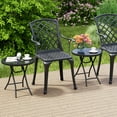 thumbnail image 4 of Gymax Round Folding Side Table 18 Inch Patio Coffee Table w/ Tempered Glass Tabletop Black, 4 of 10