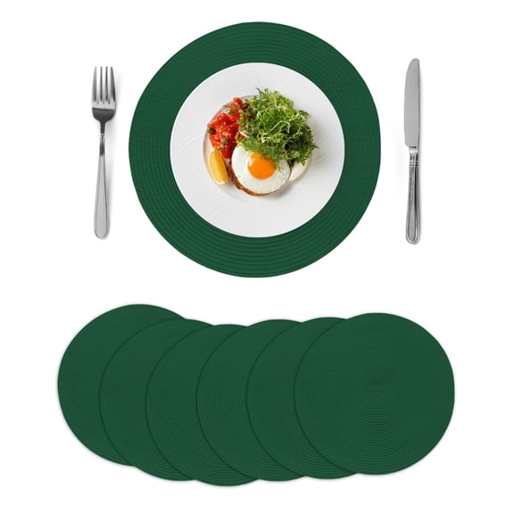 Round Placemats Solid Color 15 inch Set of 6 Table Mats for Dining Table Olive Green Vintage Heat Resistant Non-Slip Kitchen & Home Decorative Place Mat Set