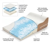 Avana Contoured Bed Wedge Support Pillow with Gel-Infused Memory Foam and Cooling Tencel Cover