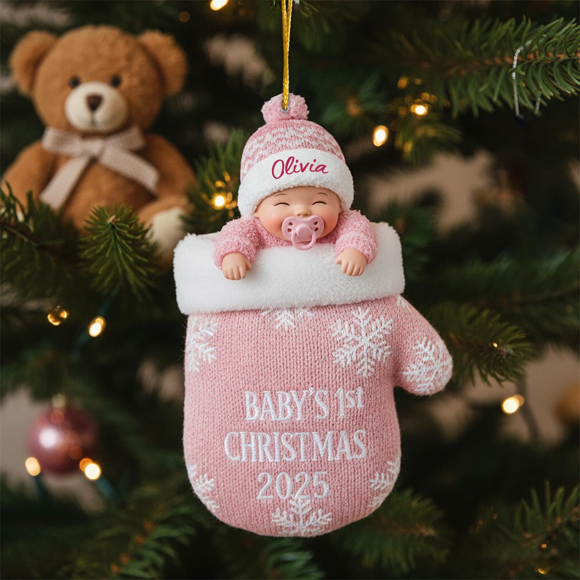Custom Baby's First Christmas Ornament - Personalized Acrylic Keepsake, Newborn Gift, 2025 Baby Ornament