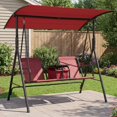 thumbnail image 1 of QinaQin Balançoire de Patio Extérieure à 2 Places avec Auvent Réglable, Porte-Gobelets et Table Pivotante de Rangement, 1 of 8