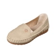 thumbnail image 7 of Women's Classic Loafers Leather Flowers Arch Support Flats Slip on Loafers No Heel Round Toe Wide Width Business Casual Working Shoes,Beige 41(US-8), 7 of 7
