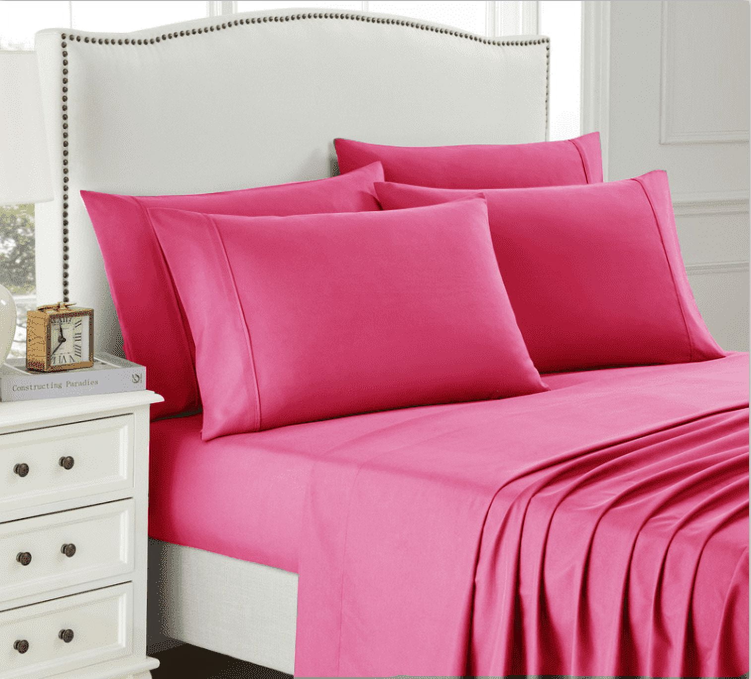 Sweet Home Collection 1500 Series Bed Sheets - Extra Soft Microfiber Deep Pocket 6pc Sheet Set - Fuchsia, Twin XL