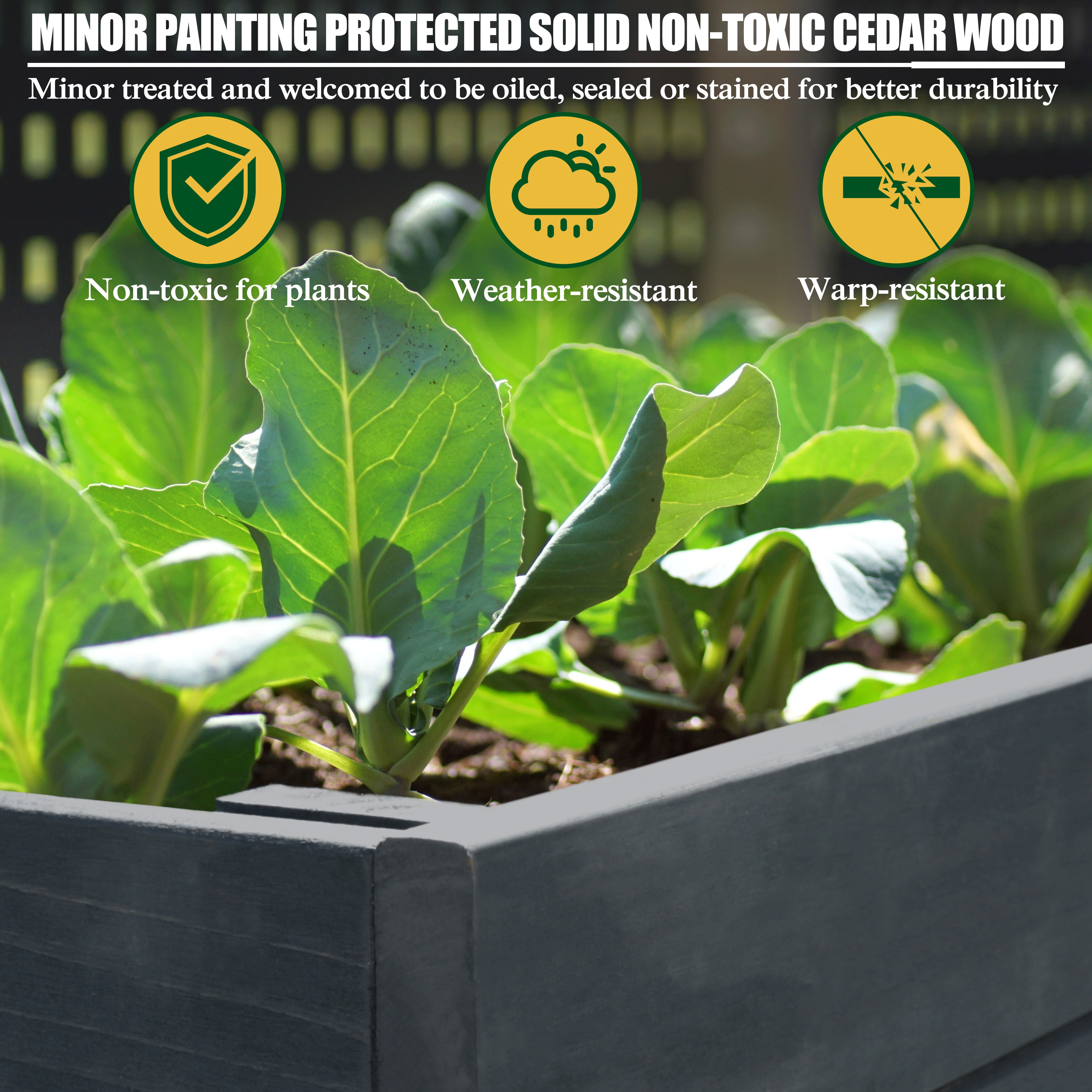 VEIKOUS 6x3x2 ft Raised Garden Bed, Large Planter Boxes with Liners for Outdoor Flower Bed, Grey