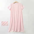 thumbnail image 3 of FRSASU Nightgowns for Women Sleep Dress Solid Short Sleeve Nightshirt Round Neck Casual Sleepdress Soft Sleepwear Pink M(M), 3 of 6