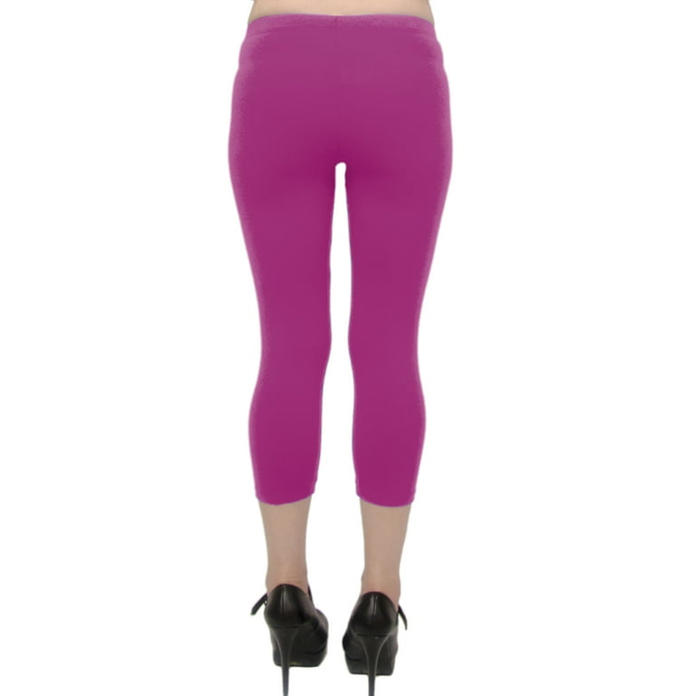  Womens Cotton Plus Size Knee Length Leggings Purple 3X