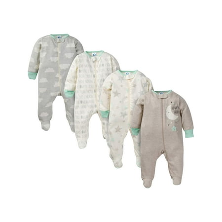 Gerber Assorted zip front sleep n play sleepers, 4pk (baby boy or baby girl (Best New Baby Items)