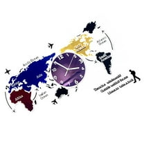 TABLZONE Modern Minimalist World Map Wall Clock Acrylic Design, Silent Non-Ticking, Home Office Decor, 1 Set