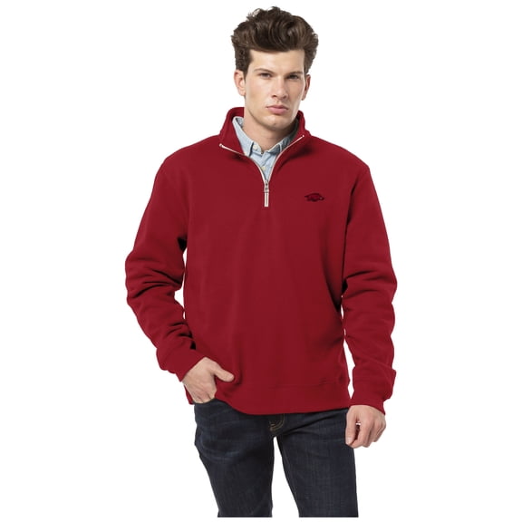 Men's League Collegiate Wear Cardinal Arkansas Razorbacks Essentials Fleece 2.0 Quarter-Zip Jacket