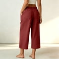 thumbnail image 6 of DailyTrove Women's Linen Blend Wide Leg Capri Pants, High Waisted Casual Cropped Trousers, 6 of 7