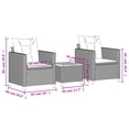 thumbnail image 4 of vidaXL 3 Piece Bistro Set with Cushions Grey Poly Rattan Acacia Wood, 4 of 5