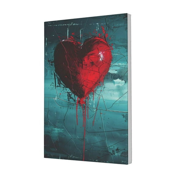 12x18 inch Broken Red Heart Graffiti Frameless Painting Canvas,Hotels,Apartment,Man Cave,Bar Wall Decor Art Prints Poster,Classic Broken Red Heart Modern Art Oil Paintings On Canvas Wall Art