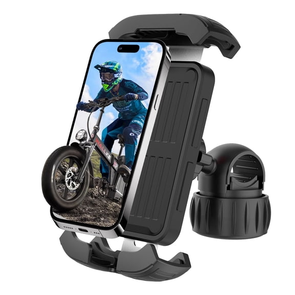 Universal Bike Phone Holder with Easy Lock, 360° Rotation, One-Hand Operation, Motorcycle Phone Mount, Ebike Handlebar Scooter Mount for for iPhone 16 15 14 Samsung 5.1"-7" Smartphones