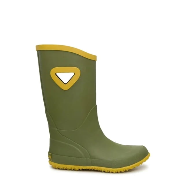 Refurbished Elements Youth Boys Prime Waterproof Rain Boot, Olive/Mustard, 11
