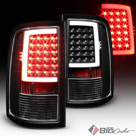 Optic Stitch - 2009-2017 Ram 1500, 2010-2017 2500/3500 Black Fiber-Optic Light-Tube LED Tail Lights Pair L+R 2010 2011 2012 2013 2014