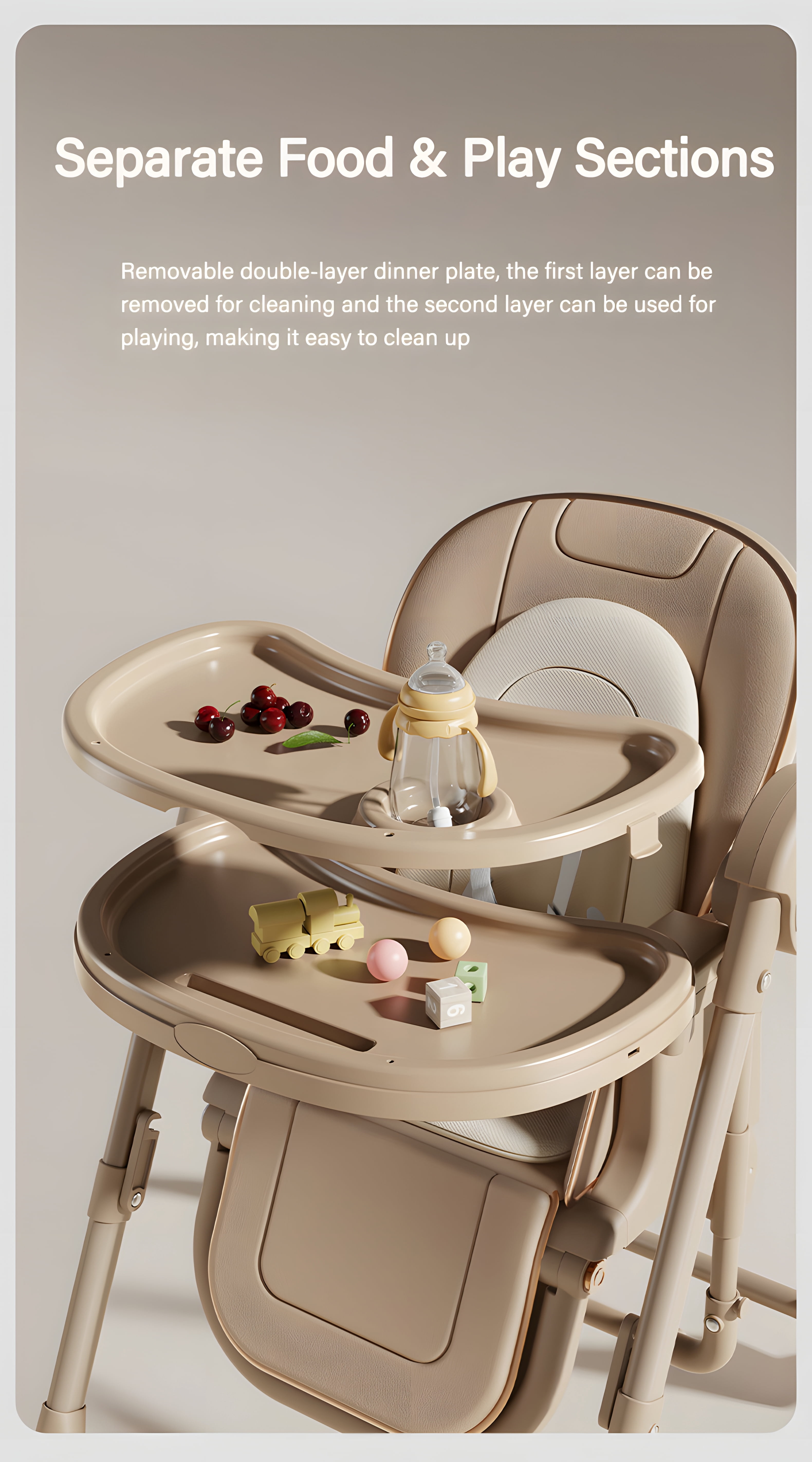 EaseBaby 2-in-1 Baby High Chair,Toddler Eating Chair & Swing Combo with Adjustable Dining Tray for Infant,Unisex,GRAY
