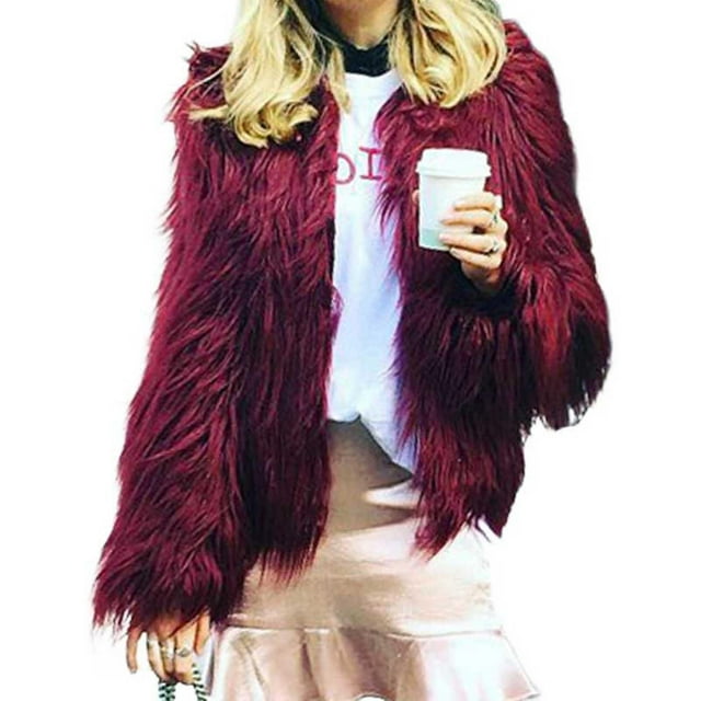 Women's Long Sleeve Fluffy Coat Shaggy Warm Outerwear Winter Fall Clothes For Spring Fall Daily Wear