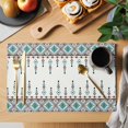 thumbnail image 2 of Teal Black Boho Placemats Set of 8, Vintage Ethnic Tribe Abstract Art Retro Placemats for Dining Table, Place Mats for Kitchen Tabletop, Waterproof Wipeable Dining Table Mats Set, 2 of 9