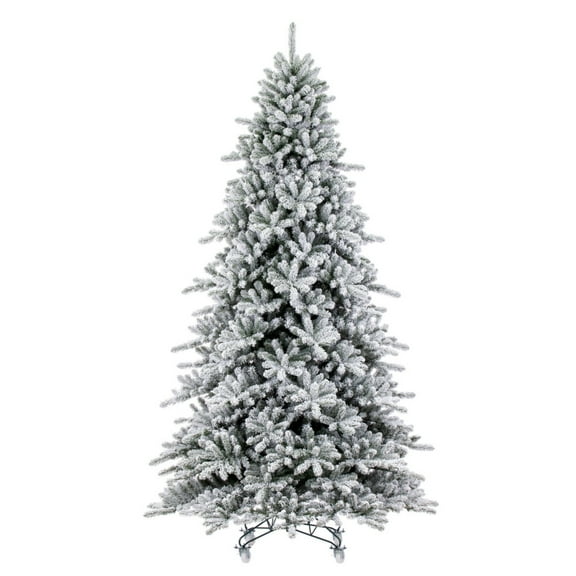Vickerman G223865 6.5 ft. x 53 in. 1672T Flocked Bavarian Pine Artificial Unlit Christmas Tree , Green & White