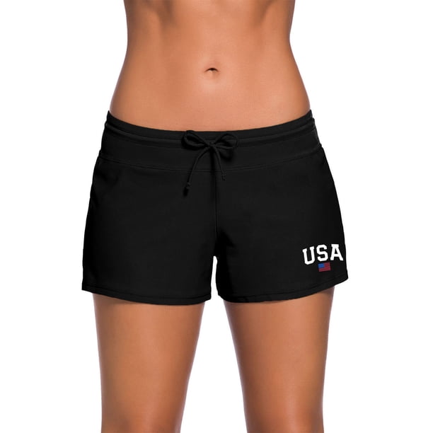 Rosfancy Womens Swim Bottom Drawstring Side Split Swim Board Shorts