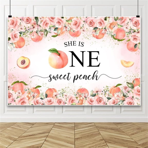 Peach Birthday Beautiful Backdrop She is One Sweet Peach Backdrop One Sweet Peach Birthday Decorations Banner Photo Studio Props