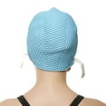 thumbnail image 3 of Beemo Swim Bathing Caps for Women or Girls Retro Style Latex Bubble Crepe Swimming Hat with Chin Strap for Long or Short Hair - Light Blue, 3 of 3