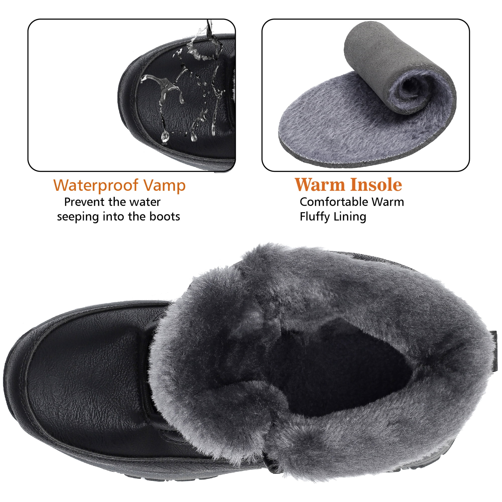 Northblanc Mens Snow Boots Water Resistant Hiking Boots Non-slip Winter Warm Faux Fur Lined Comfort Outdoor Camping Shoes