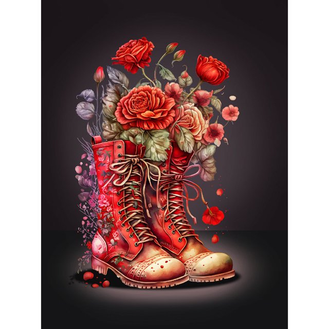 Cuadros Decorativos Kit de botas de pintura de diamante de taladro redondo completo DIY 5D decoración del hogar artesanía(6) Wdftyju de costura negro 4 estilos