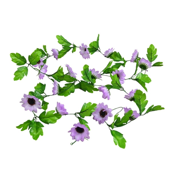 Guirnalda de girasol artificial de 18 cabezas, simulación de flor, vid, colgante de pared, plástico, flor falsa, ratán, morado claro seitruly HA8325-06B