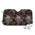 thumbnail image 2 of Picia Skull and Red Roses Curved Windshield Sunshade Accordion Folding Style Auto Shade for Car Truck SUV Van Blocks UV Ray Sun Visor Protector -, 2 of 7