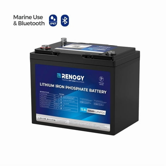 12V 100Ah Lithium LiFePO4 Deep Cycle Battery with Bluetooth, Built-in 100A BMS, Max.1280Wh Energy, Low Temperature Protection, Perfect for RV, Camper, Solar, Overland, Off-Grid