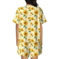 thumbnail image 6 of Daiia Yellow White Plaid Sunflower Pattern Womens Pajama Sets Short Sleeve Pajamas for Women Sets Soft Lounge Sets Casual Round Neck Sleepwear PJS-Medium, 6 of 7
