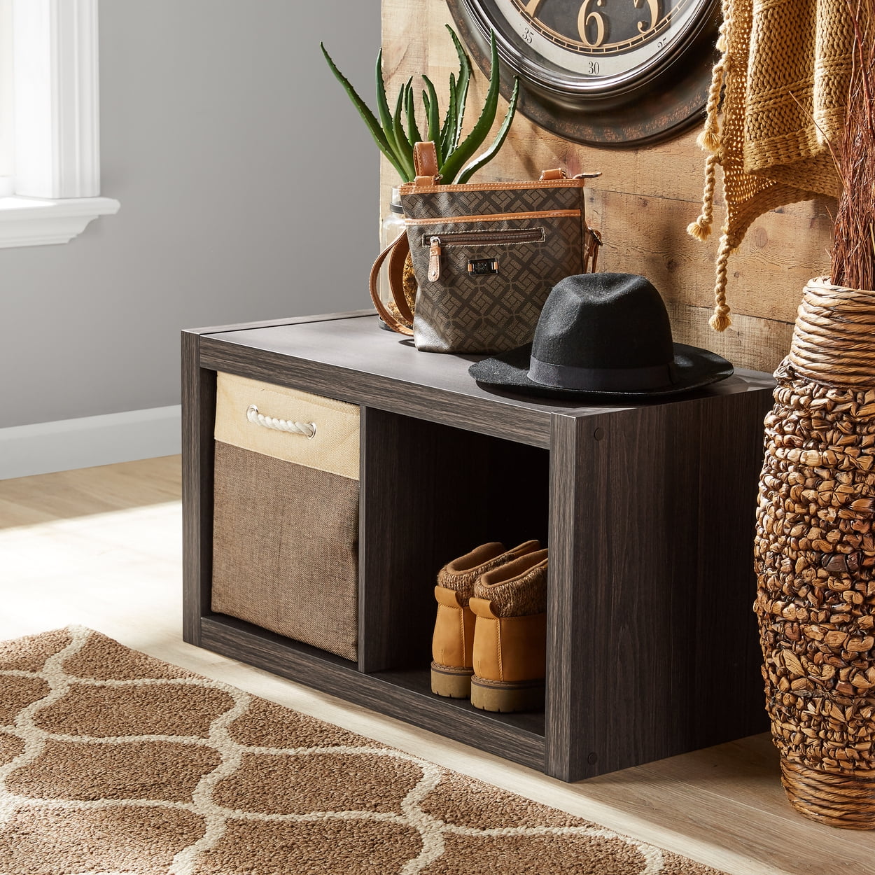 Better Homes & Gardens 2 Cube Storage Organizer, Tobacco Oak