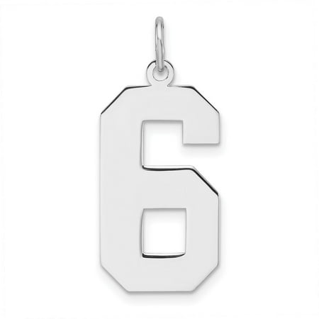 Diamond2Deal 925 Sterling Silver Rhodium-Plated Polished Number 6 Charm Pendant for Women