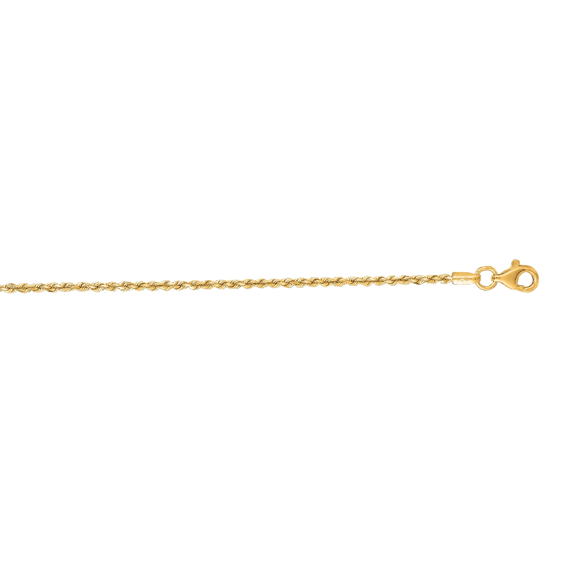 14K Yellow Gold 20in 1.5mm Diamond-Cut Rope Chain with Lobster Clasp