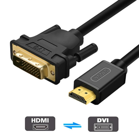 HDMI to DVI Cable, EEEkit 5 Feet HDMI Male to DVI Male Cable, Gold Plated HDTV to DVI Cable Support 1080P, suitable for Raspberry Pi, Roku, Xbox One, Graphics Card, Blue-ray, Nintendo (Best Hdmi Graphics Card 1080p)