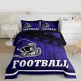 thumbnail image 2 of jejeloiu American Rugby Games Queen Comforter Set,Purple Black Bedding Comforter Set For Football Lover Reversible 3-Piece, 2 of 8