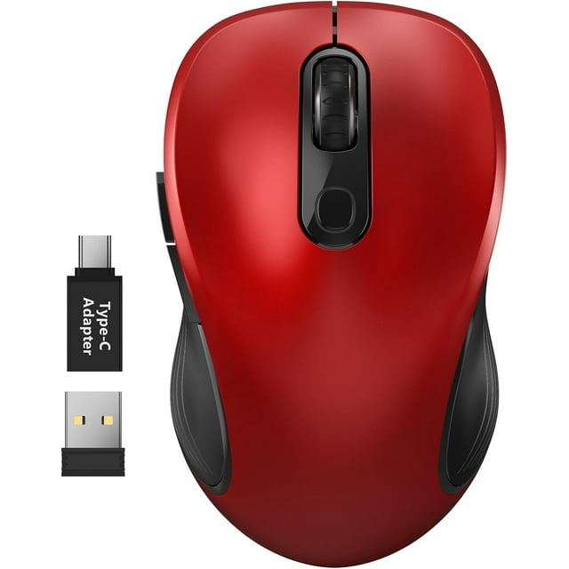 WisFox 2.4G Wireless for Laptop, Ergonomic Computer with USB Receiver and 3 Adjustable Levels, 6 Button Wireless Mice for Windows PC Notebook (Grey)